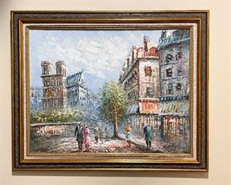 Framed Artwork / European Cityscape Painting, Signed