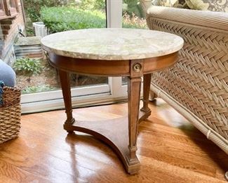 Vintage Round Side Table with Stone Top (there are 2 of these)
