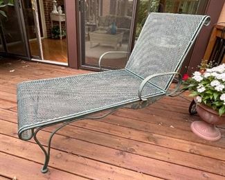 Green Metal Garden Chaise Lounge / Lounger