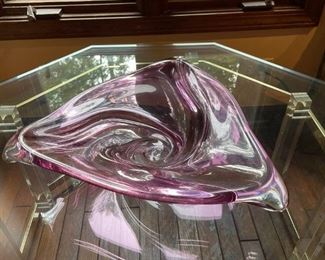 Art Glass Centerpiece Bowl, Signed by artist