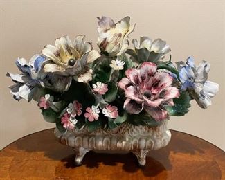 Large Porcelain Figurine - Flowers in Planter 