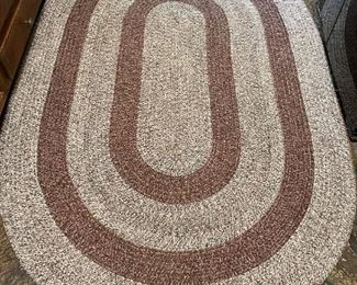Oval Brown Stripes Braided Rug