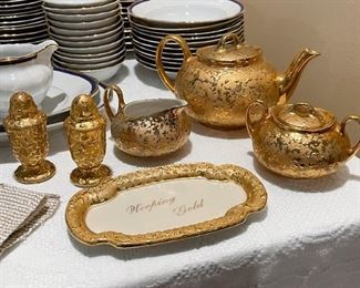 Weeping Gold Tea Set, Salt & Pepper Shakers 
