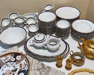 Vintage Polish China Set (Blue, White & Gold)