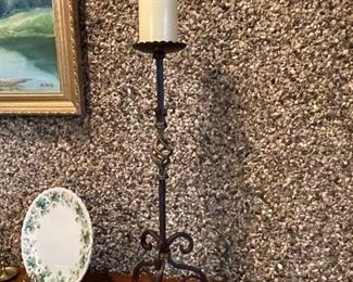 Pair of Tall Metal Candlesticks (one shown here)