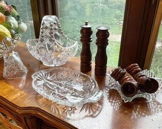 Glassware, Crystal, Wooden Salt & Pepper, Napkin Rings
