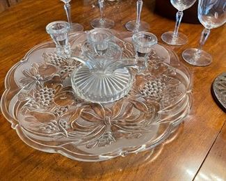 Glass Triple Candle Holder, Serving Platter