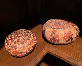 Folk Art Carved Gourd Boxes