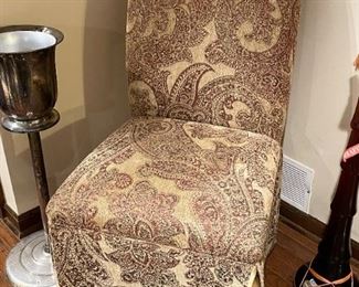 Skirted Slipper Chair with Paisley Upholstery (1)