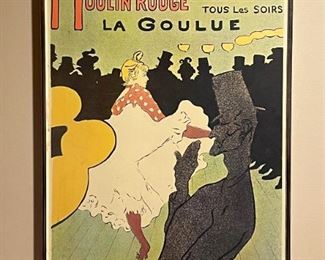 Toulouse Lautrec Moulin Rouge Poster (missing glass)