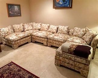 Wonderful Floral Upholstered Sectional Sofa with Ottoman (Great condition!)