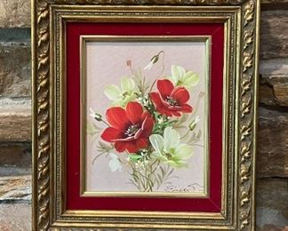Framed Floral Painting, Signed