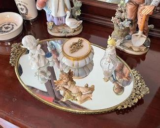 Vintage Figurines, Vanity Tray, Trinket Box