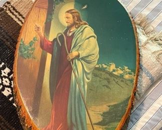 Jesus Print Mounted on Wood Slice