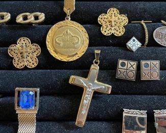 Crucifix Pendant, Pins, Cuff Links