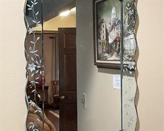 Vintage Etched Wall Mirror