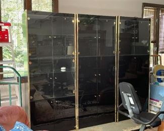 Vintage Display Cabinets with Smoky Glass (3 pieces)