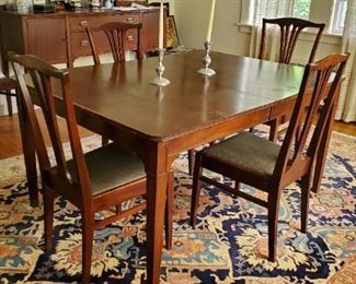 Mahogany Dining Table and Set of 8 Ribbon Back Country Chairs