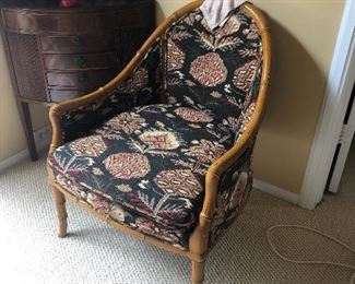 Saber leg upholstered Klismos chair