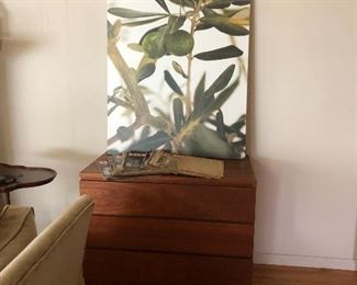 Mid Century Dresser and Olive branch picture - loads of vintage periodicals and ephemera 