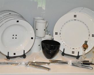 More Swid Powell Tuxedo Pieces as well as a set of 8 Swid Powell "Gotham" Dinner Plated