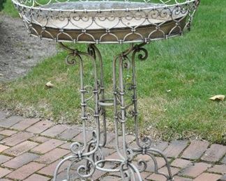 Wrought Iron Plant Stand, 29"w x 24.5"h x 24"d