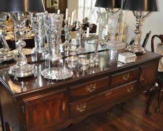 Mahogany Buffet Table, Statton Trutype American, with 3 Drawers, 2 Doors with Shelves.  6'w x 33.5"h x 19"d