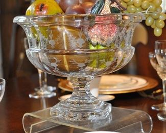 8" Etched Pedestal Centerpiece Bowl