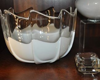 Beautiful Mid Century Modern Rosenthal Bowl shown with a Tiffany Emerald Cut Diamond Paperweight!