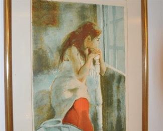 "Contemplation", Limited Edition Lithograph by Cayotano De Arquer 19" x 25.5"-