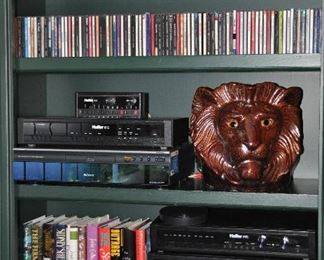 Fantastic Haffler Iris Stereo Equipment, Ceramic Lion's Head Planter and a Good Selection of CDs and Books