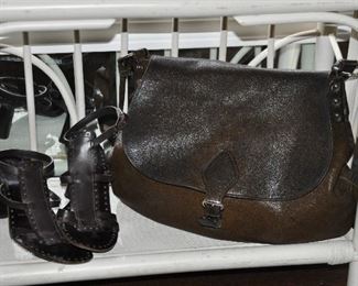 Jil Sander Brown Leather High Heel Sandals and Brown Leather Handbag