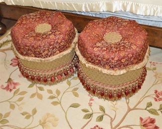 Pair of Bombay Company Cushion Stools, 19"d x 17"h