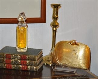 Rodo Gold Cluth Handbag with Detachable Strap and Givenchy Ysatis Eau de Toilette