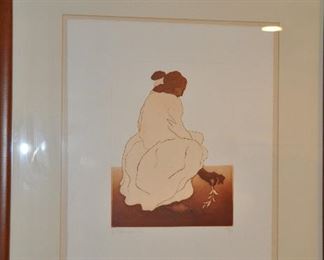 R.C. Gorman Lithograph Print,43/80, pencil signed.  It is Matted in a Wood Frame, 24.5" x 27"