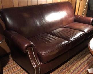 BROWN LEATHER SOFA BY THOMASVILLE