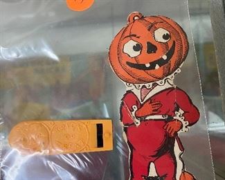 Vintage Halloween Whistle and Halloween Paper Diecut