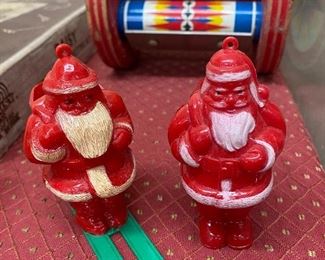 Vintage Plastic Christmas Santa Candy Containers