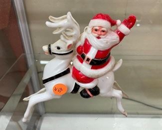 Vintage Plastic Santa on Reindeer Candy Container