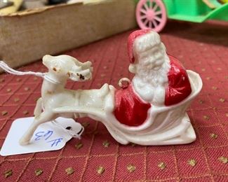 Vintage Plastic Santa Sled Candy Container