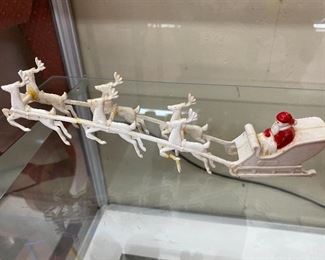 Vintage Plastic Santa and Reindeer Display