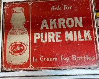 Metal Akron Pure Milk Sign