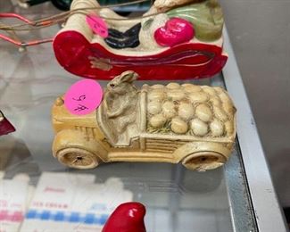 Old Celluloid Easter Bunny Vehicle