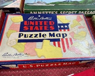 Old Parker Brothers United States Puzzle Map