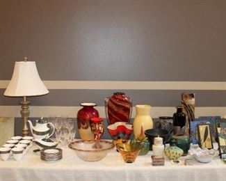 CHINA, SIGNED GLASS ART, POTTERY