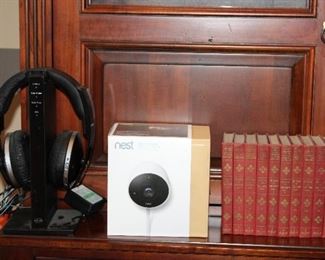 EARPHONES, NEST CAMERA, VINTAGE BOOK SET
