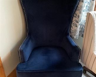 Pair Blue Wing Chairs 
