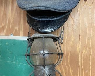 Old lantern and uniform hat 