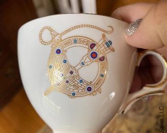 Royal Tara "Brooch" desert set - 6 cups and saucers, open sugar bowl and cream, serving plate and six dessert plates.