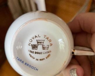 Royal Tara "Brooch" desert set - 6 cups and saucers, open sugar bowl and cream, serving plate and six dessert plates.